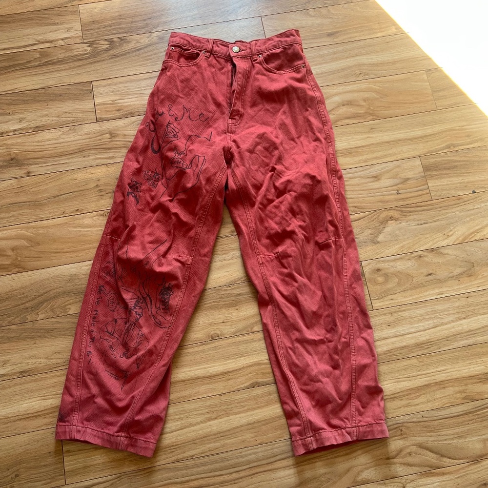 BDG high waisted red graffiti jeans